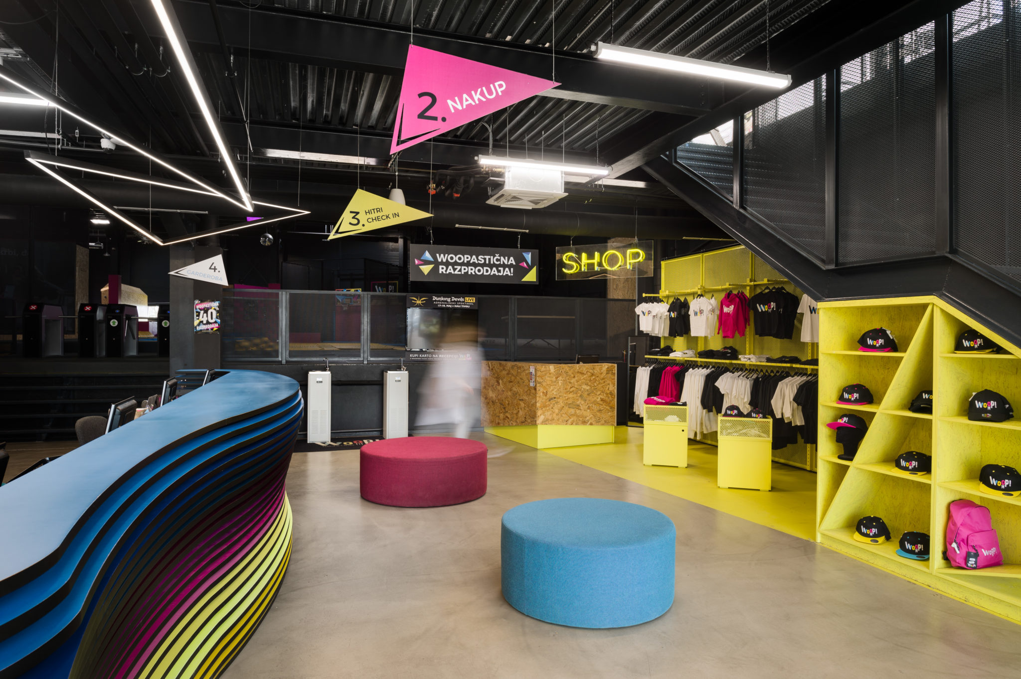 Woop! Trampoline Park interior design