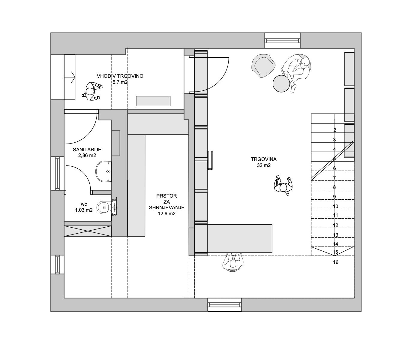 Prostornina | Lesnina OK, Office and retail interior design | Floor plan