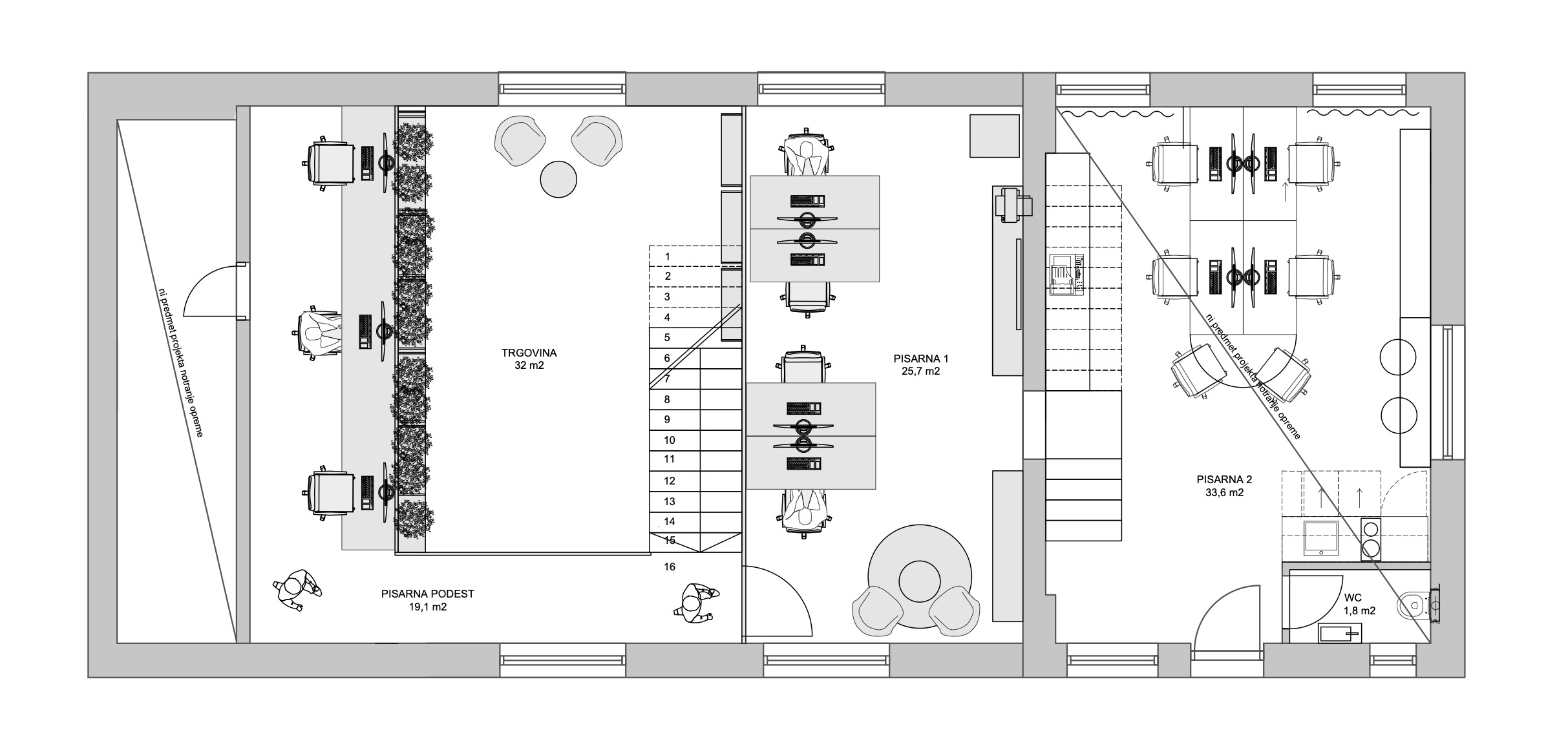 Prostornina | Lesnina OK, Office and retail interior design | Floor plan