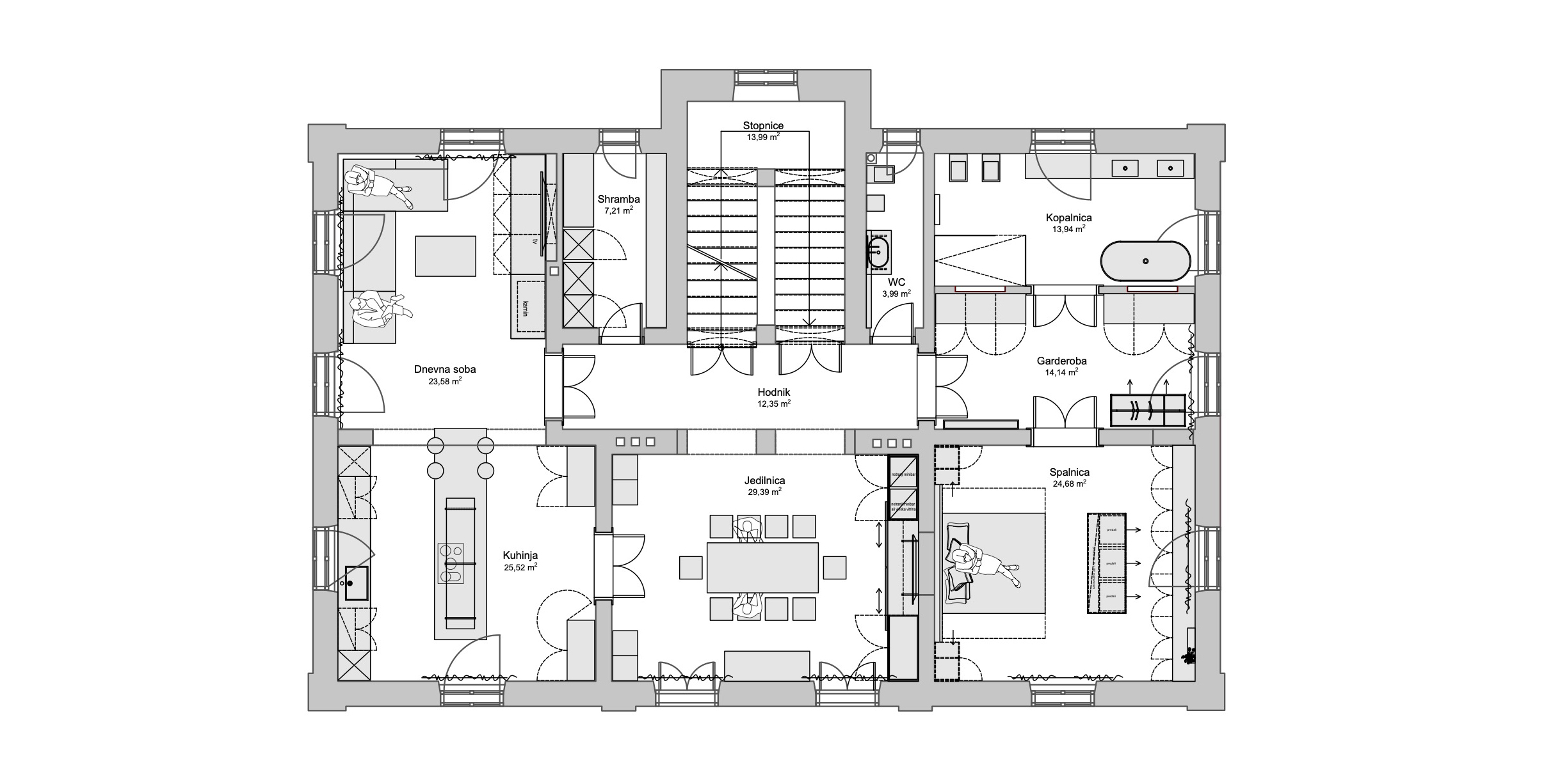 Prostornina | Rural home in Prevalje, Home interior design | Floor plan