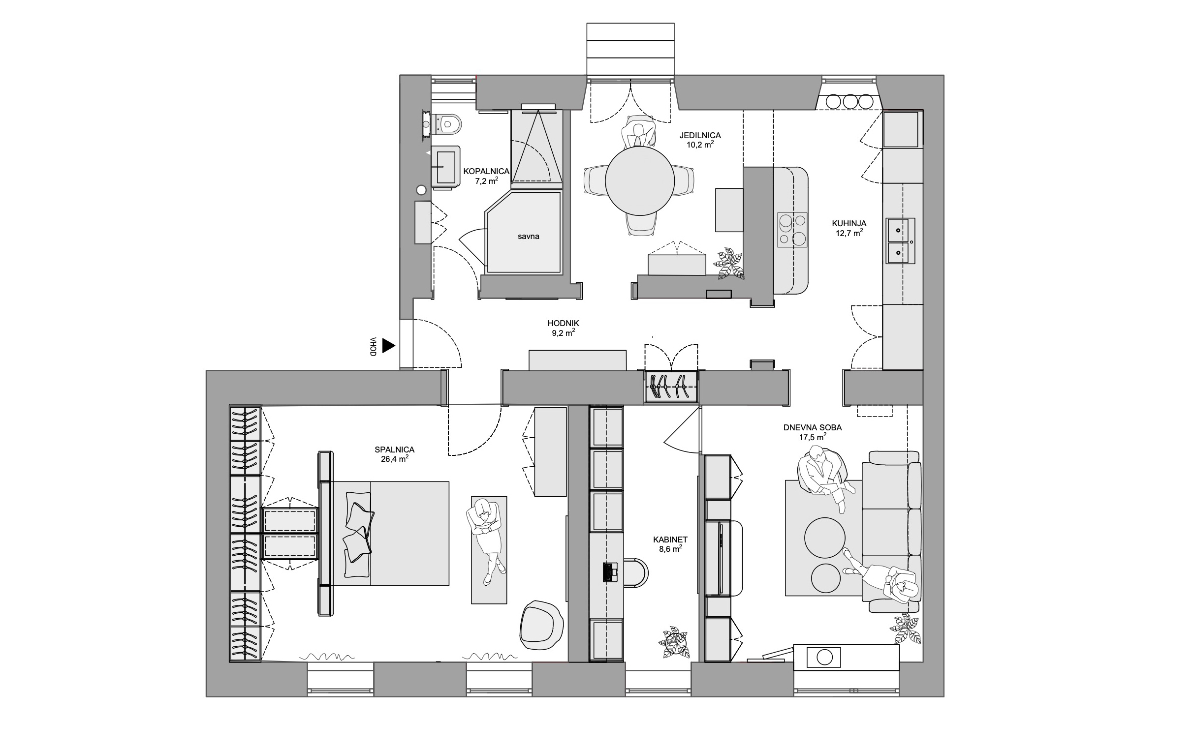 Prostornina | Purradise, Home interior design | Floor plan