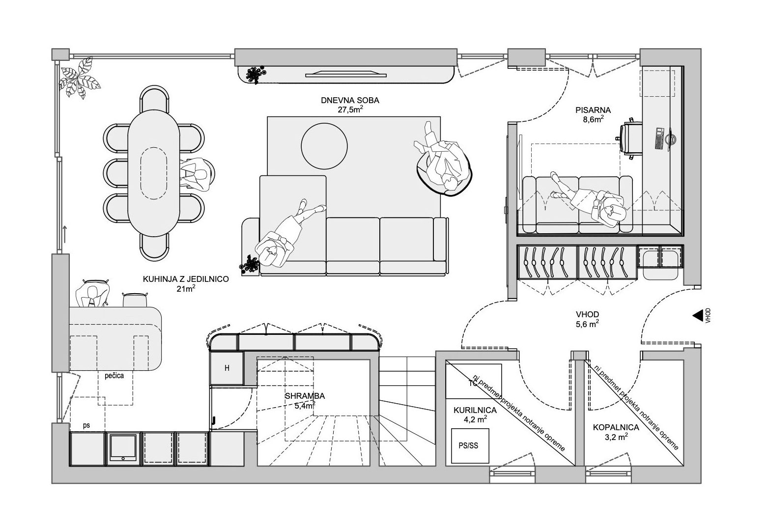 Prostornina | Cloud Haven, Family house interior design | Floor plan