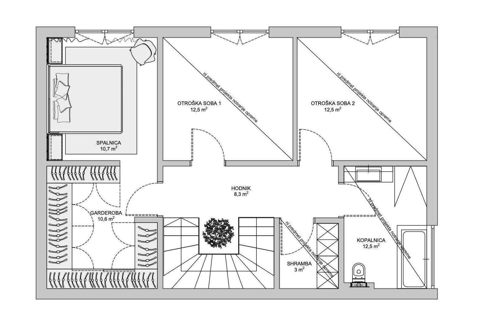Prostornina | Cloud Haven, Family house interior design | Floor plan