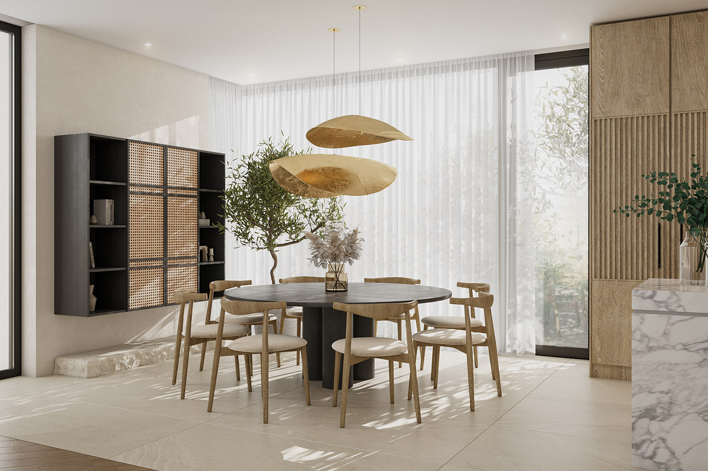 Prostornina | Zen Feel, Family home interior design | 3D visualisations: Maria Sidorova