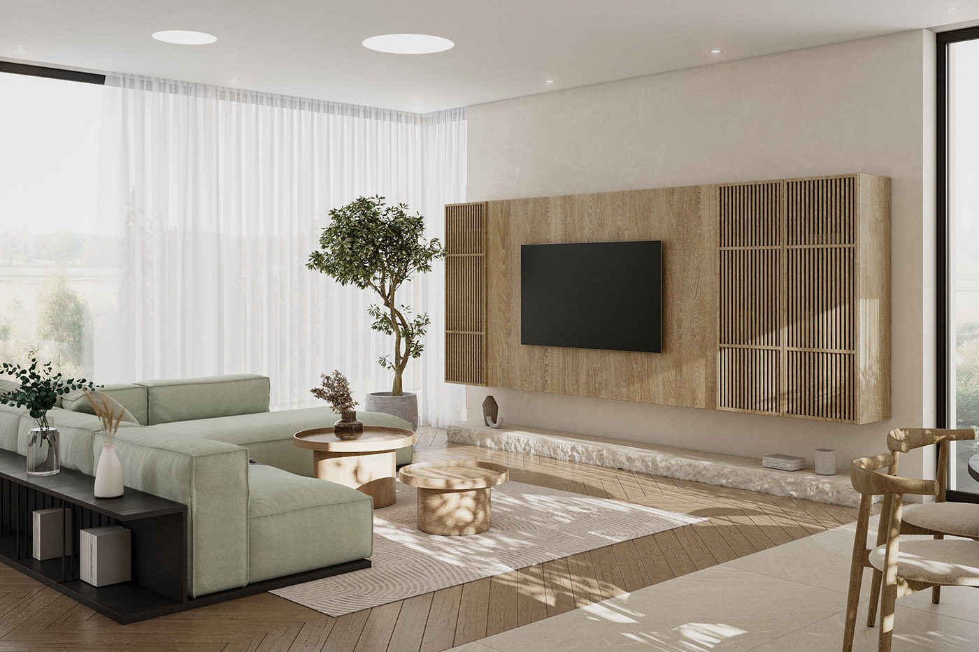 Prostornina | Zen Feel, Family home interior design | 3D visualisations: Maria Sidorova