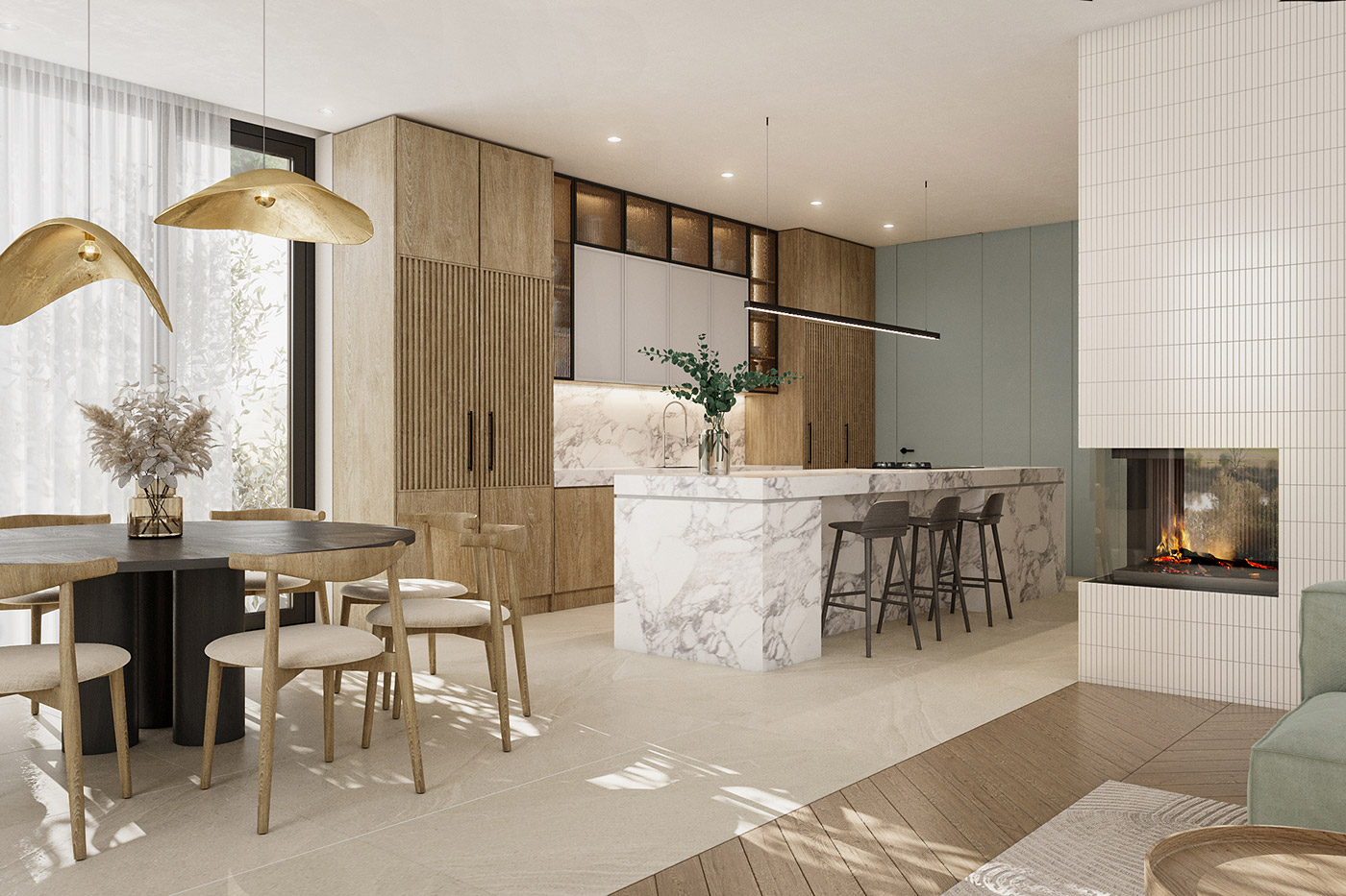 Prostornina | Zen Feel, Family home interior design | 3D visualisations: Maria Sidorova